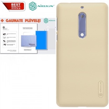 Auksinis Frosted shield serijos dėklas + plėvelė Nillkin (NOKIA 5) Auksinis Frosted shield serijos dėklas + plėvelė Nillkin (NOKIA 5)
